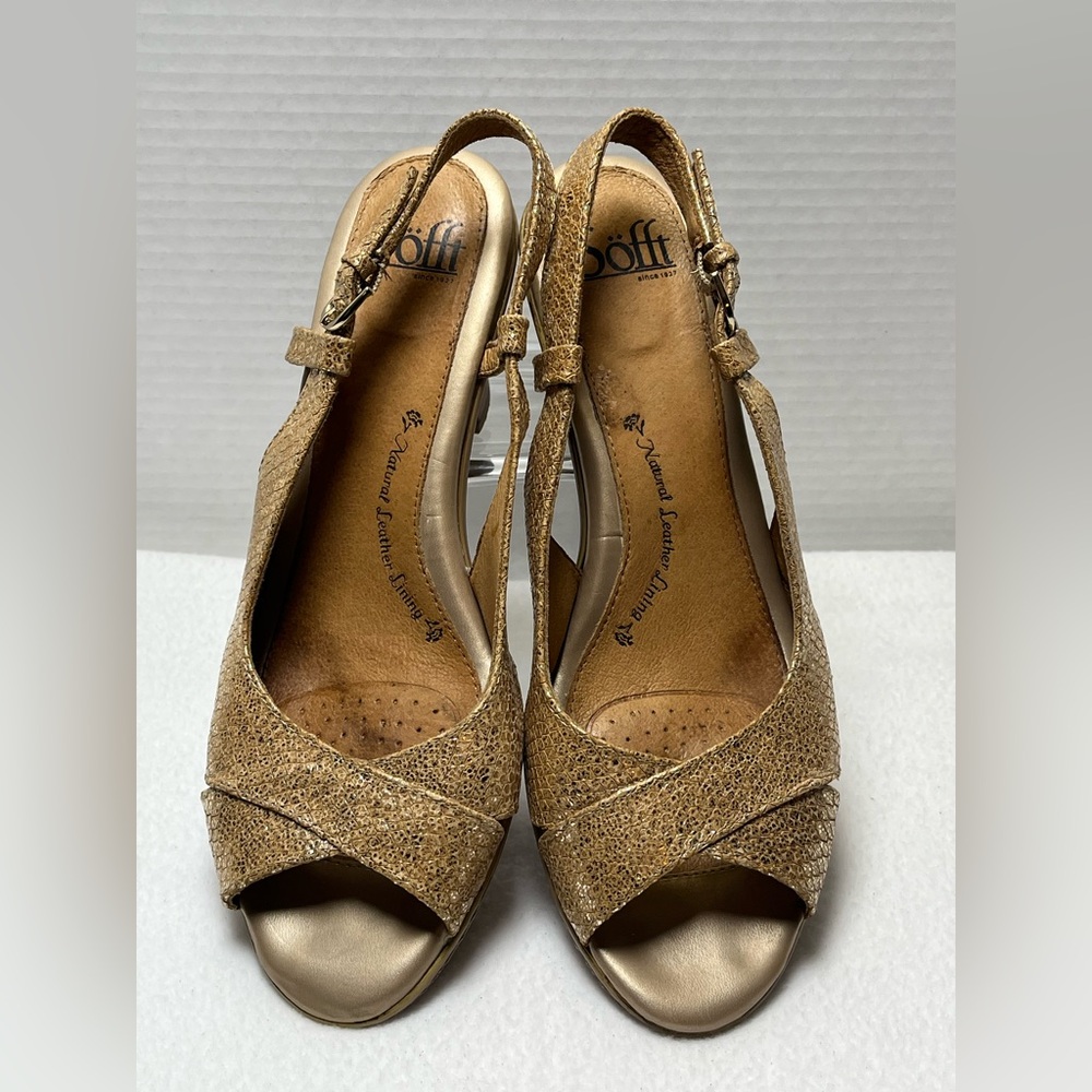 Sofft Gold Slingback Peep-Toe Sandals Heels Women 9